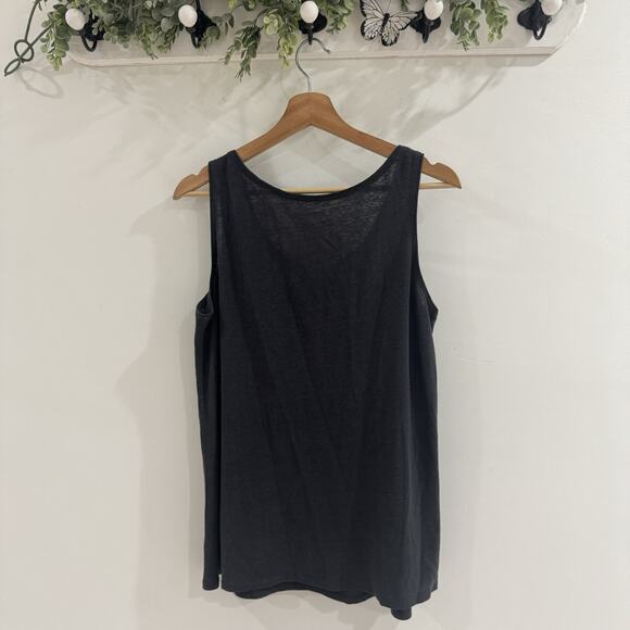 Eileen Fisher 100% Linen Sequined Tank Small Oversized Gray Scoop Neck T8010 - Picture 4 of 5